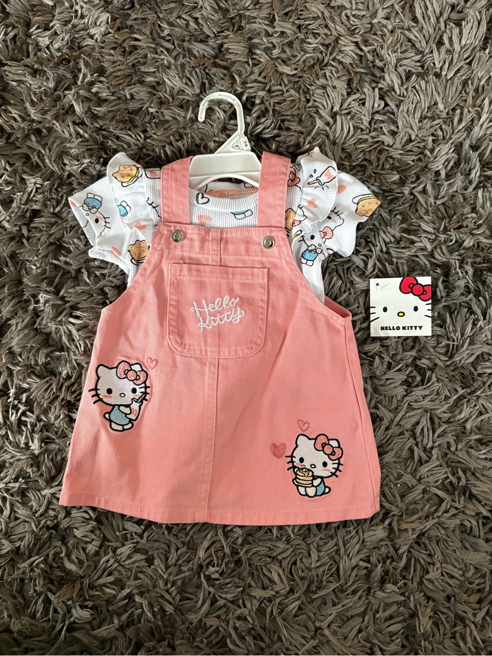 Kids pink overall dress with Hello Kitty